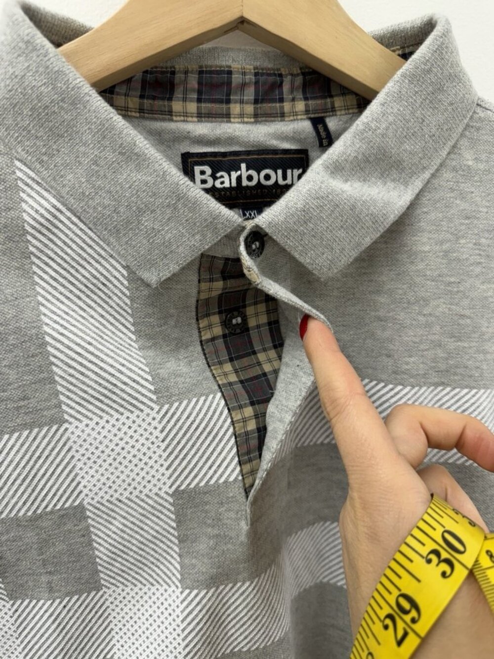 Barbour Blaine Tartan Short Sleeved Polo Shirt Classic Casual Preppy Sz XXL Grey - Picture 5 of 10